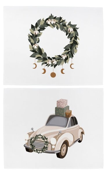 Látková prostírání s vánočním motivem v sadě 2 ks 35x47 cm Festive Car – Butter Kings