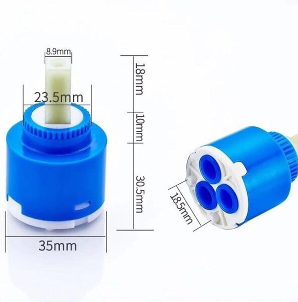 Keramická kartuše o rozměru 35 mm pro kuchyňské baterie – umyvadla a sprchy – vysoce kvalitní materiály – třívrstvý filtr – optimální těsnost (35 mm)
