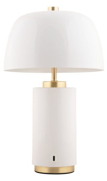 Bílá LED stmívatelná stolní lampa s kovovým stínidlem (výška 30 cm) Freya – Leitmotiv