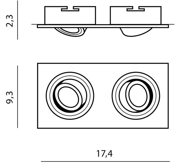 Podledové svítidlo Caro 2 Square zlaté – Zlatá