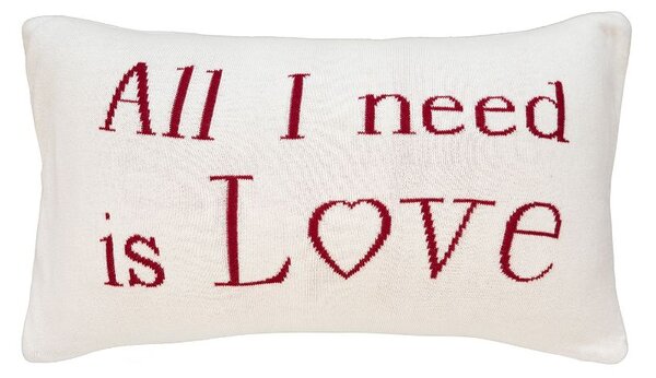 Pletený povlak DESIGN all you need is love / all i need is love smetanovočervená 30 x 50 cm