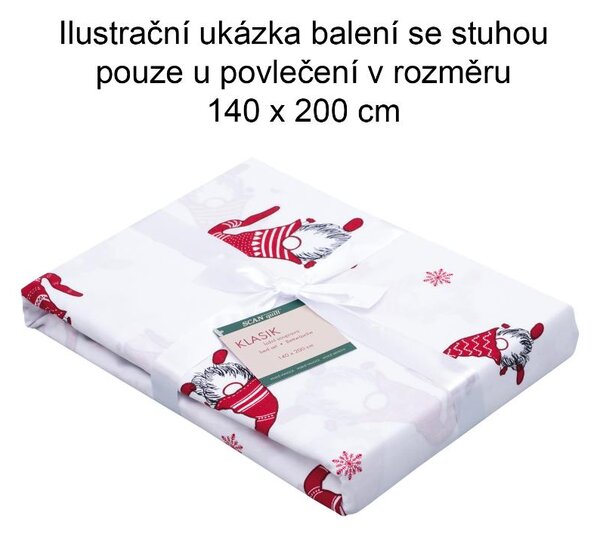 Povlečení KLASIK elfi bíločervená 140 x 220/70 x 90 cm
