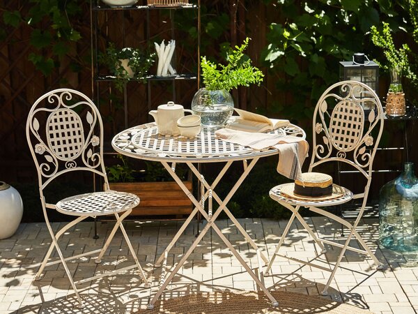 Bistro stolek BIVIO 90 cm 90 cm Kov Krémově bílá