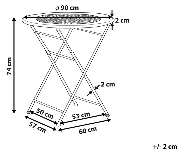 Bistro stolek BIVIO 90 cm 90 cm Kov Krémově bílá