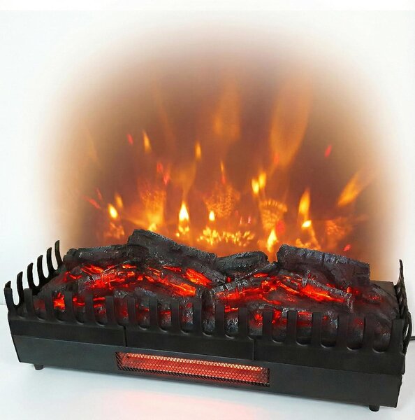 Elektrický krb s efektem plamene XL + topení 2000 W – s efektem žhnoucích polen – LED osvětlení – volně stojící – 67x23x24 cm