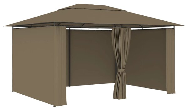 Zahradní altán se závěsy 4 x 3 m taupe 180 g/m²