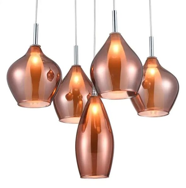 Industriální lustr Amber 5 měděná