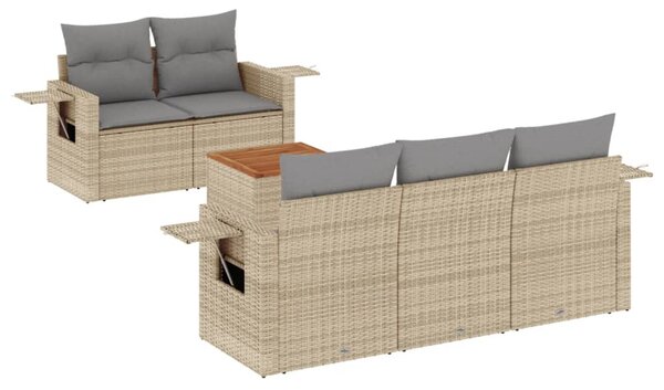 6dílná zahradní sedací souprava s poduškami béžová polyratan 3224449