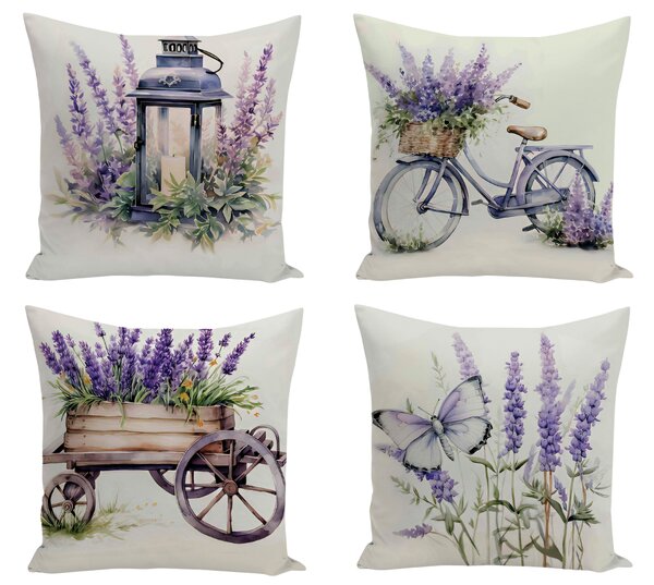 XPOSE® Set povlaků na polštář LAVENDER (digitální tisk) 43x43 cm - set 4 ks