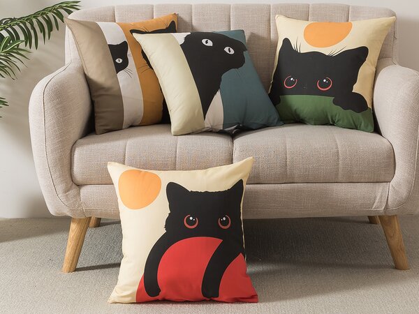 XPOSE® Set povlaků na polštář ČERNÁ KOČKA 40x40 cm - set 4 ks