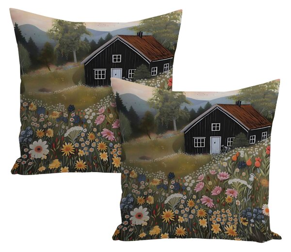 XPOSE® Set povlaků na polštář CHALOUPKA (digitální tisk) 40x40 cm - set 2 ks