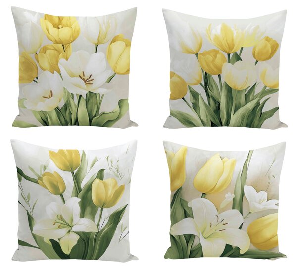XPOSE® Set povlaků na polštář TULIPÁN 40x40 cm - set 4 ks