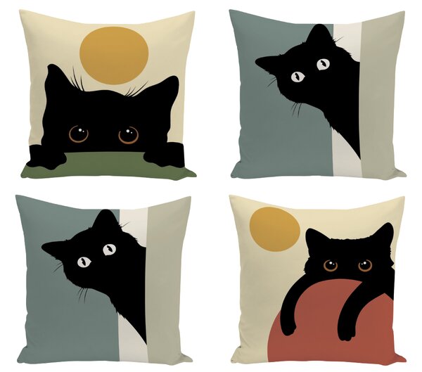 XPOSE® Set povlaků na polštář ČERNÁ KOČKA 40x40 cm - set 4 ks