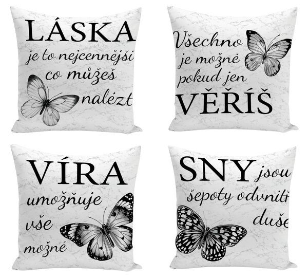 XPOSE® Set povlaků na polštář MOTIVACE 40x40 cm - set 4 ks