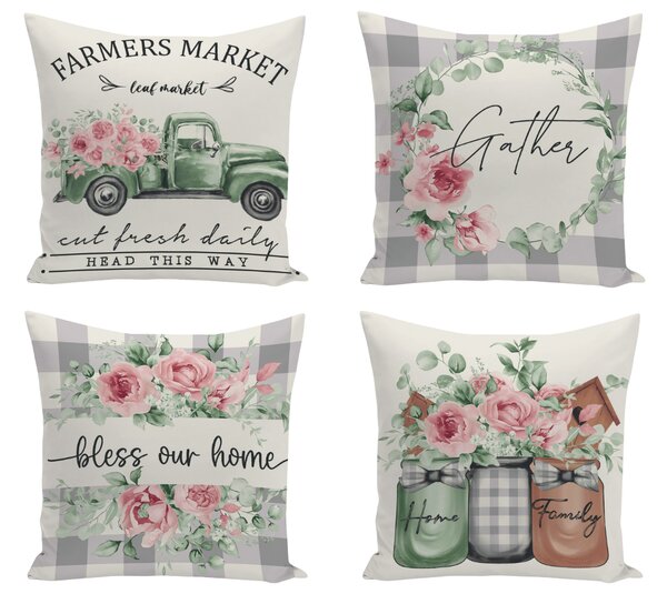 XPOSE® Set povlaků na polštář FARMÁŘ 43x43 cm - set 4 ks