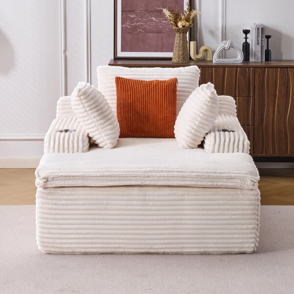 Rozkládací pohovka boneless, podlahová pohovka, moderní pohovka Cloud s chaise longue, 3 polštáře a 1 deka, bez nutnosti montáže. L3