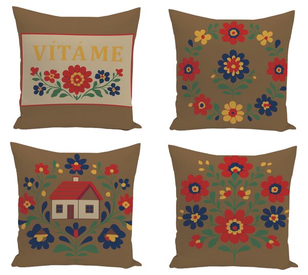 XPOSE® Set povlaků na polštář VESELKA 43x43 cm - 4ks