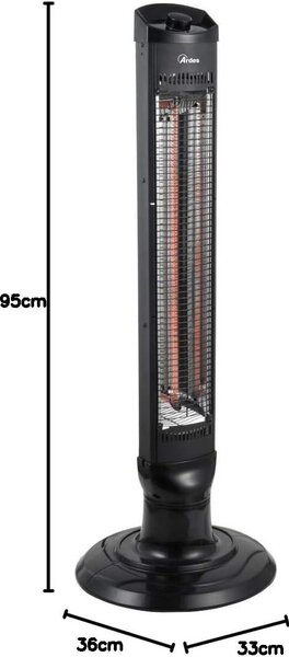 Oscilační topení z uhlíkových vláken, 1 lampa a 2 úrovně výkonu, kovový rám, barva: karbonová černá