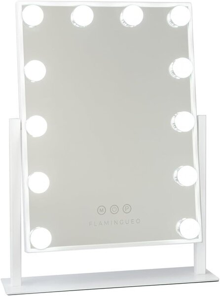 Zrcadlo s osvětlením – 12 LED diod – 3 režimy – Nastavitelná intenzita – Dotykové ovládání – Nastavitelná poloha – Zahrnuje zvětšovací zrcátko