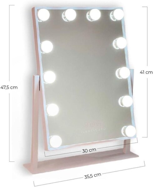 Zrcadlo s osvětlením – 12 LED diod – 3 režimy – Nastavitelná intenzita – Dotykové ovládání – Nastavitelná poloha – Zahrnuje zvětšovací zrcátko