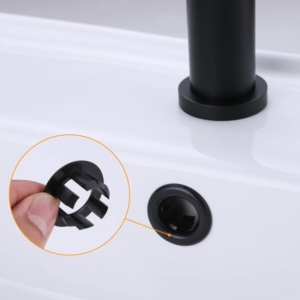 Kryt pro přepad umyvadla – 6 kusů, univerzální kryt pro přepad umyvadla do koupelny (černý)