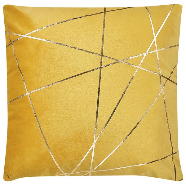 Sada 2 dekorativních polštářů PINUS 45 x 45 cm Umělý samet Žlutá Geometrický vzor