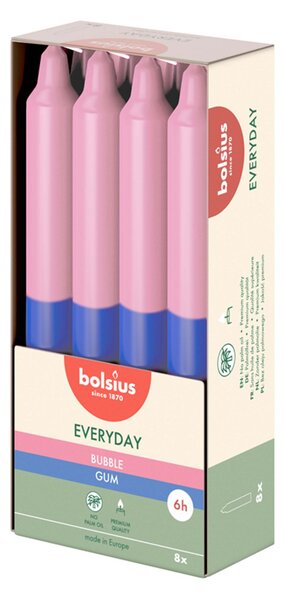 SVÍČKA KÓNICKÁ VONNÁ BUBBLE GUM 180X21MM, 8KS