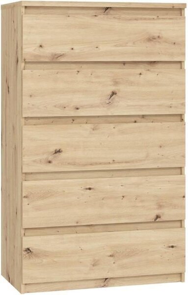 Komoda CHELSEA 5 zásuvek - 77,2 x 42,2 x 128,1 - dub Artisan