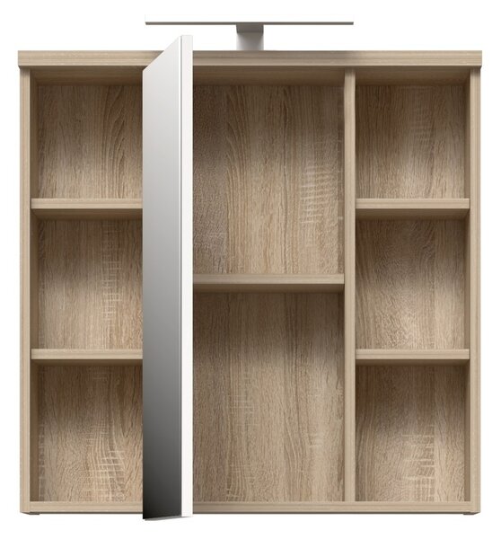 Koupelnová zrcadlová skříňka >Veris< LED osvětlení, zrcadlo, Imitace dub Sonoma - 68,6x68,1x20cm (š/v/d)
