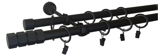 Kovovégarnýže.cz Garnýž Craft elegance 19 mm černá matná Varianta jednořadá nebo dvouřadá: Jednořadá, Délka: 120 cm, Uchycení látky: Kroužky s žabkou