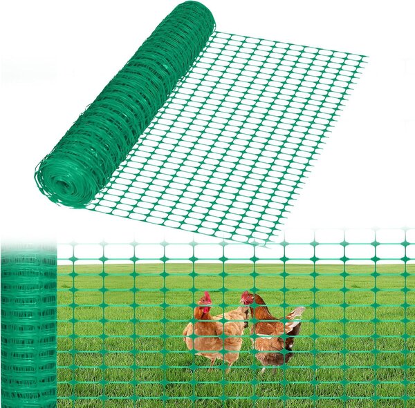QEENTOE – Plot, ohraničovací plot, plot pro hospodářská zvířata, výška 100 cm, ochranná síť, plast, řezaný, plot pro slepice, plot pro drůbež, 1x30 metrů, zelený
