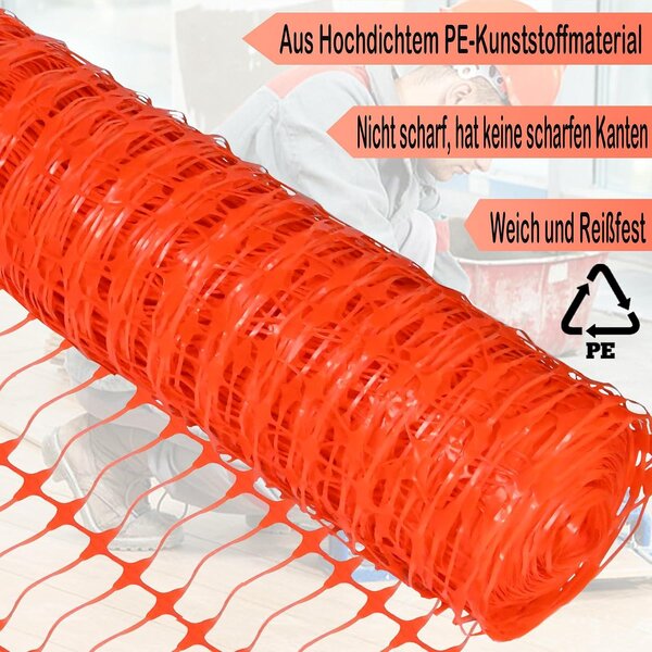 QEENTOE – Plot, ohraničovací plot, plot pro hospodářská zvířata, výška 100 cm, ochranná síť, plast, řezaný, plot pro slepice, plot pro drůbež, 1x30 metrů, oranžová barva