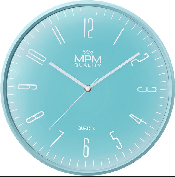 MPM Elegantní nástěnné plastové hodiny modré MPM Tussimi - B E01.4457.30