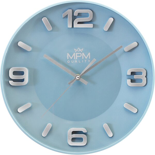 MPM Nástěnné plastové modré hodiny E01.4454.30