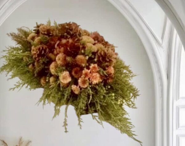 Ikebana / umělé květiny / aranžmá živá / živá dekorace na hrob / hortenzie / chryzantémy / živé chvojí / / dekorace na stůl / dekorace na hrob / Eldeko.cz