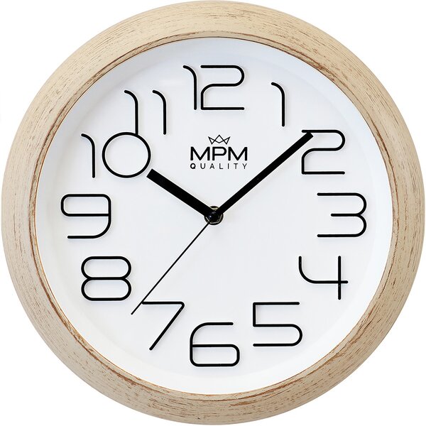 MPM Plastové nástěnné hodiny v imitaci dřeva MPM Morara E01.4453.5100