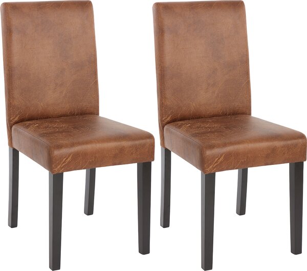 Sada 2 jídelních židlí Kuchyňská židle Littau Textil, imitace semiše, tmavé nohy