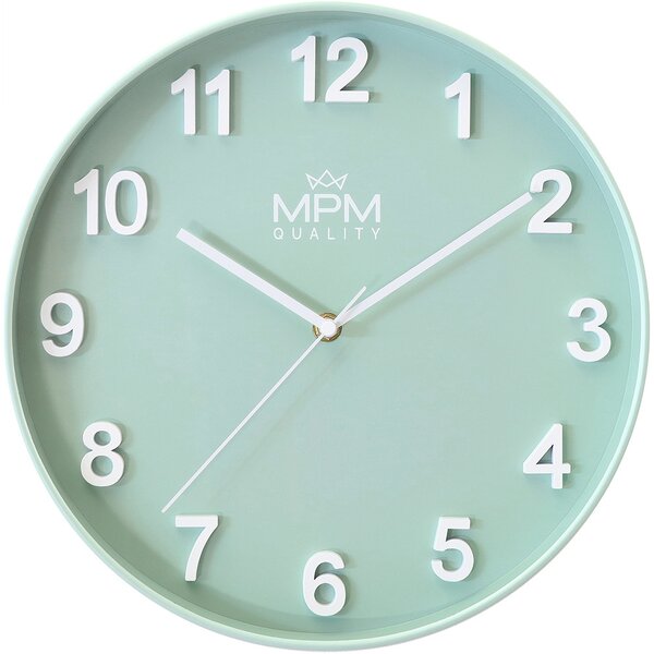 MPM Nástěnné plastové zelené hodiny MPM Rivera - B E01.4455.40