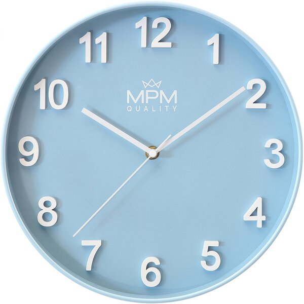 MPM Nástěnné plastové modré hodiny MPM Rivera - A E01.4455.30