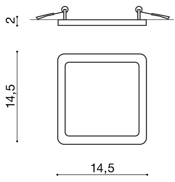 Bodové světlo Slim 15 Square 3000K Ip44 černé do sádrokartonu – Černá