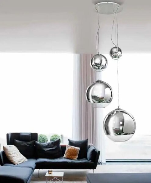 Industriální lustr Silver Ball 4 – Šedá