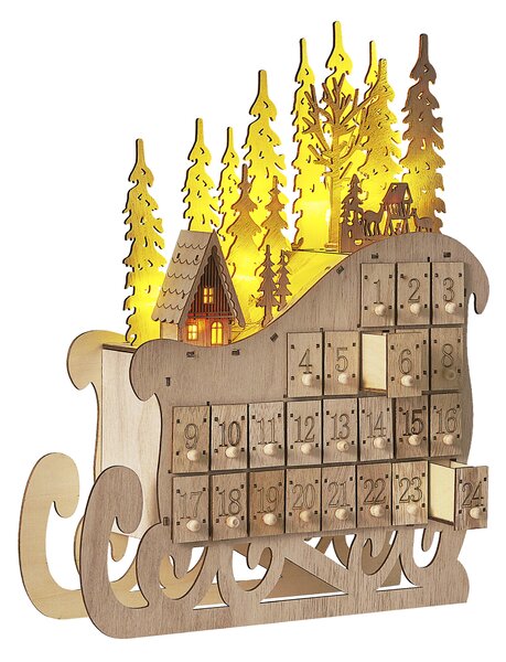 Vánoční dekorace LED IMPALA 40 cm Adventní kalendář Světle hnědá