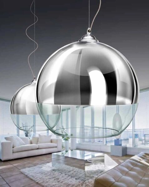 Industriální lustr Silver Ball 18 – Šedá