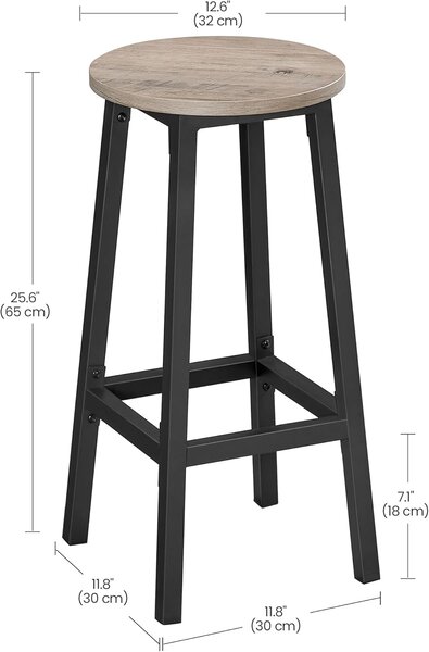 SONGMICS Sada 2 ks barových židlí Vasagle Blumo hnědá/černá
