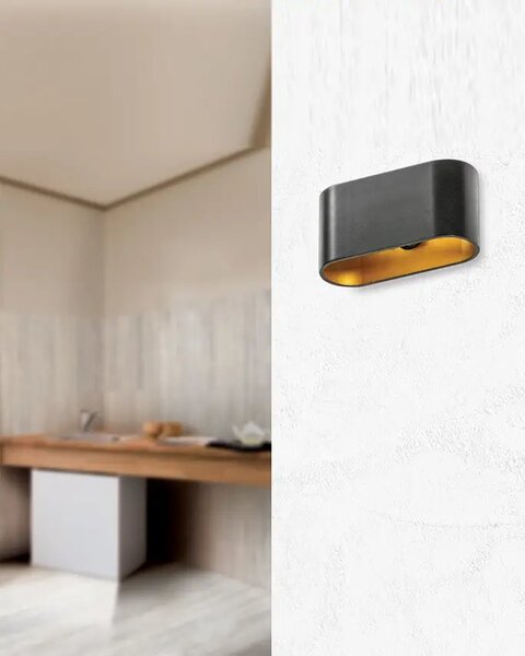 Designové nástěnné svítidlo Vega černé/zlaté – Čierno/Zlatá