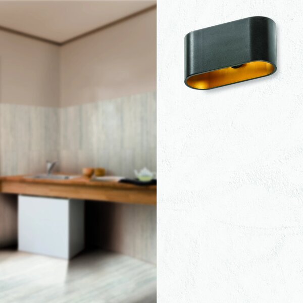 Designové nástěnné svítidlo Vega černé/zlaté – Čierno/Zlatá