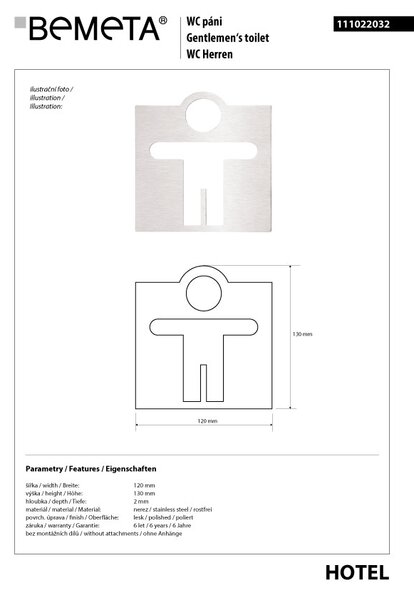 Bemeta Design Ikona - Muži, čtverec, lesk - 111022032