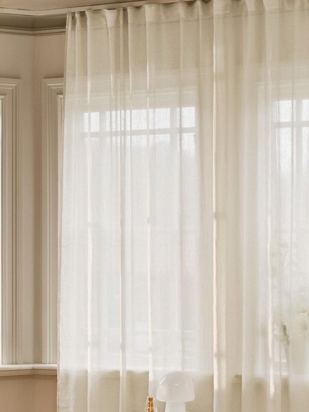 Průhledný závěs z balvny a lnu's multifunkční páskou Linn