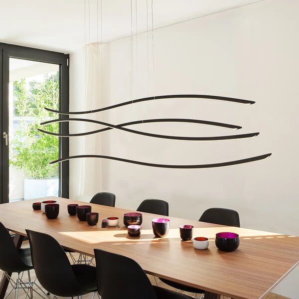 Designový lustr Waves stmívatelný černé – Černá