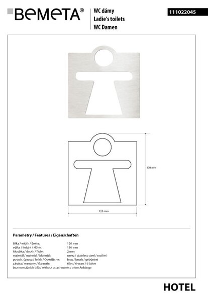 Bemeta Design Ikona - Ženy, čtverec, mat - 111022045
